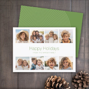 Simple Minimal - 8 Photo - Zen Arch Green White Holiday Card