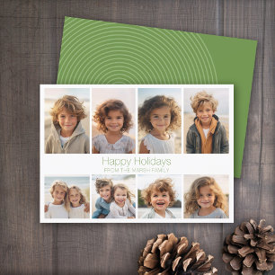 Simple Minimal - 8 Photo - Zen Arch Green White Holiday Card