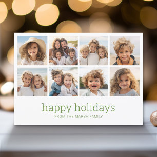 Simple Minimal - 8 Photo - Zen Arch Green White Holiday Card