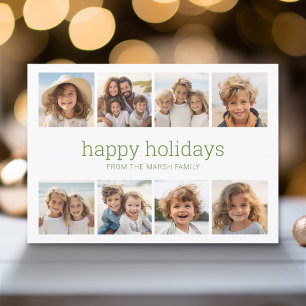 Simple Minimal - 8 Photo - Zen Arch Green White Holiday Card