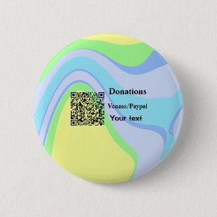 Simple minimal add barcode donations venmo paypal 6 cm round badge