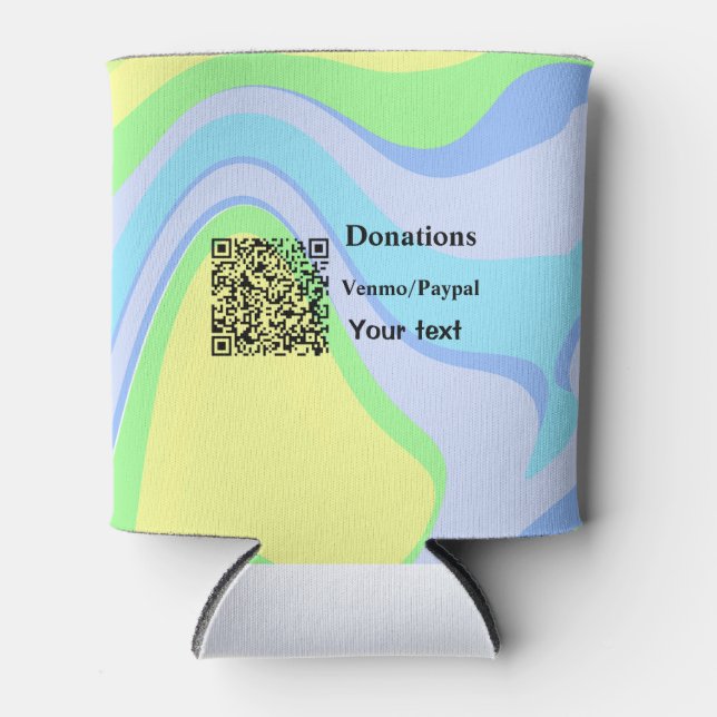 Simple minimal add barcode donations venmo paypal  can cooler (Front)