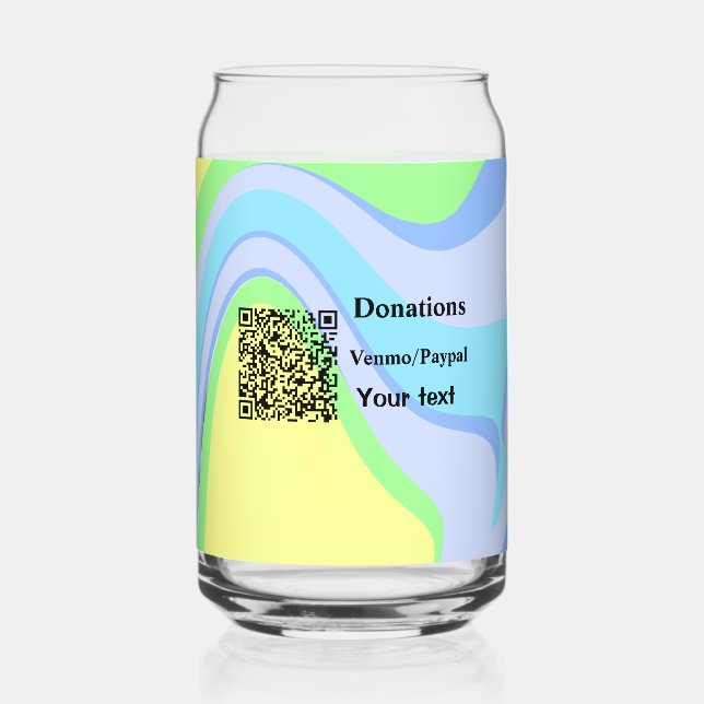 Simple minimal add barcode donations venmo paypal  can glass (Front)