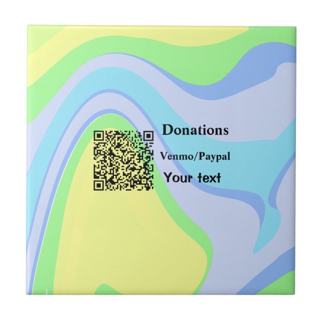 Simple minimal add barcode donations venmo paypal  ceramic tile (Front)
