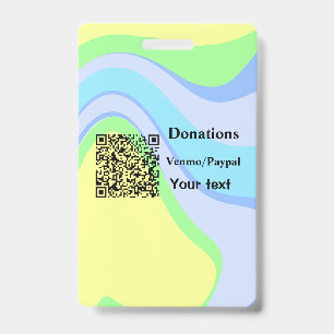 Simple minimal add barcode donations venmo paypal ID badge