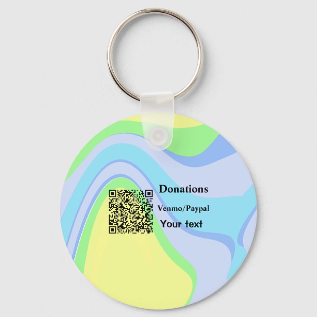 Simple minimal add barcode donations venmo paypal  key ring (Front)