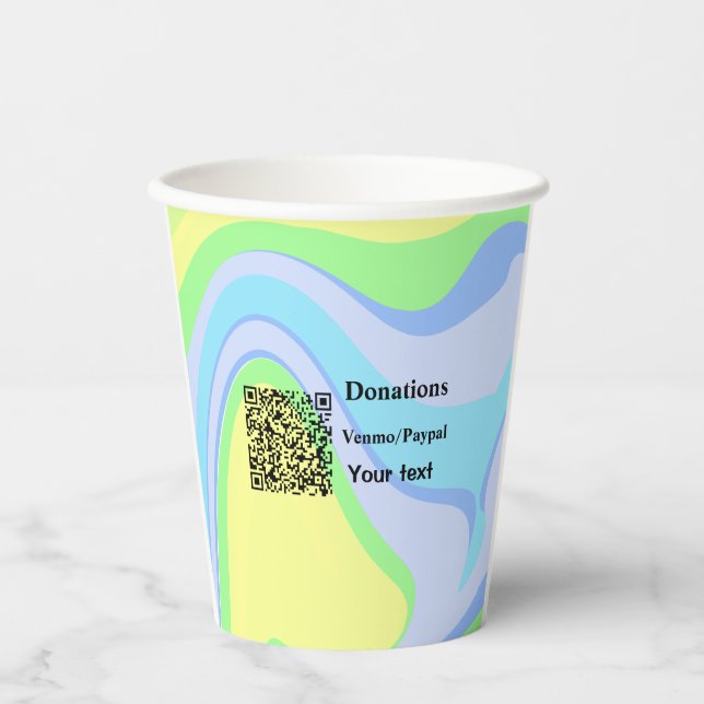 Simple minimal add barcode donations venmo paypal  paper cups (Front)