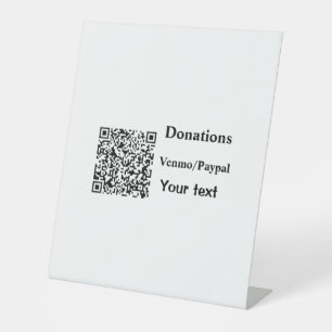 Simple minimal add barcode donations venmo paypal pedestal sign