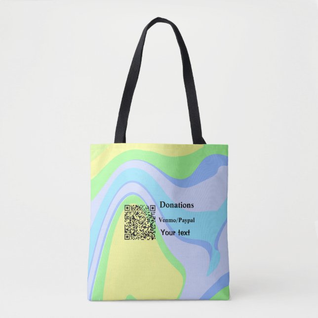 Simple minimal add barcode donations venmo paypal  tote bag (Front)