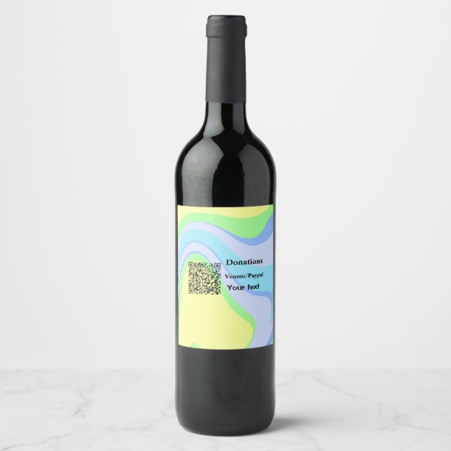Simple minimal add barcode donations venmo paypal  wine label (Front)