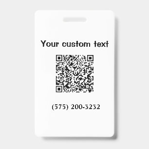 Simple minimal add barcode phone number text compa ID badge