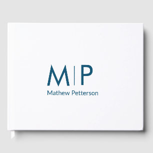 simple minimal add monogram name letter elegant te guest book