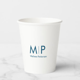 simple minimal add monogram name letter elegant te paper cups