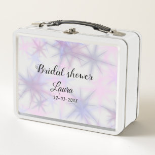 Simple minimal add name bridal shower bride throw metal lunch box