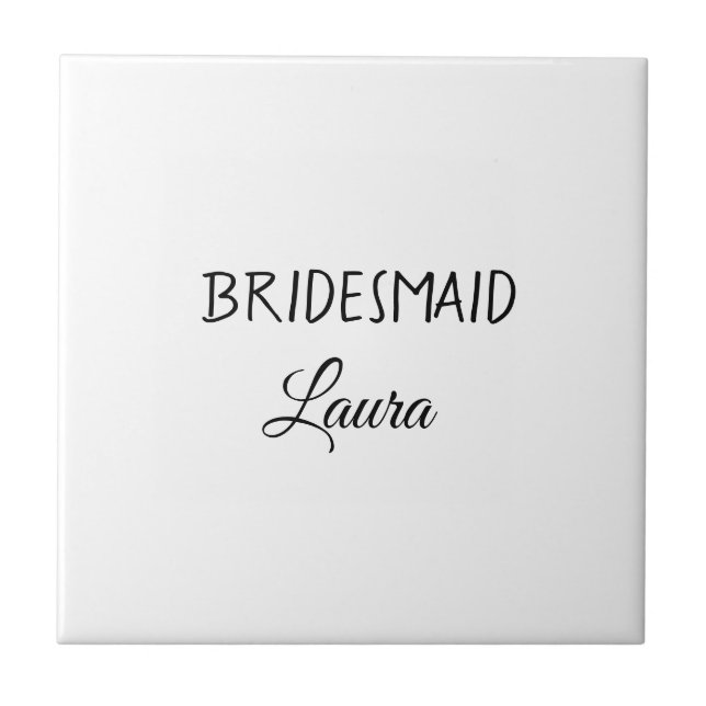 Simple minimal add name bridesmaid  gift year      ceramic tile (Front)