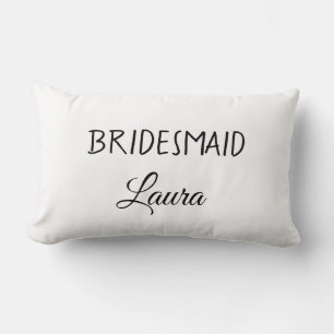 Simple minimal add name bridesmaid gift year lumbar cushion