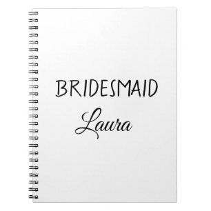 Simple minimal add name bridesmaid gift year notebook