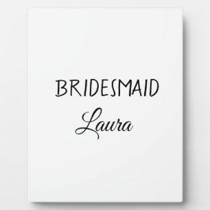 Simple minimal add name bridesmaid gift year plaque