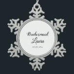 Simple minimal add name bridesmaid  gift year   snowflake pewter christmas ornament<br><div class="desc">design</div>