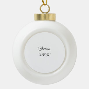 Simple minimal add name cheers couple name custom  ceramic ball christmas ornament