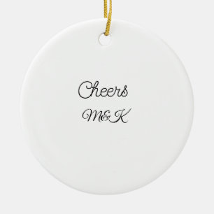 Simple minimal add name cheers couple name custom ceramic ornament