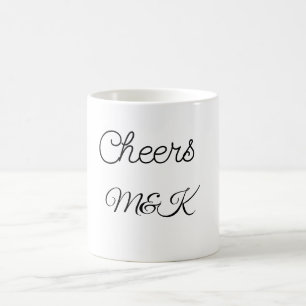 Simple minimal add name cheers couple name custom  coffee mug