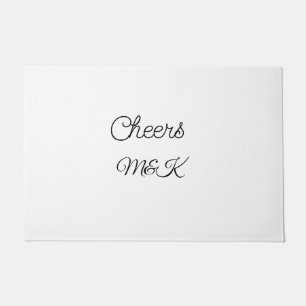 Simple minimal add name cheers couple name custom doormat