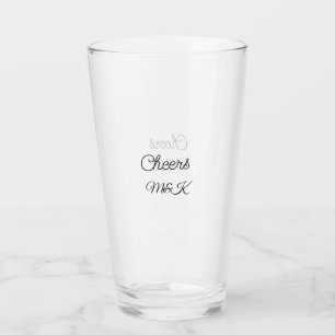 Simple minimal add name cheers couple name custom  glass