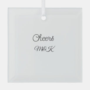 Simple minimal add name cheers couple name custom glass tree decoration