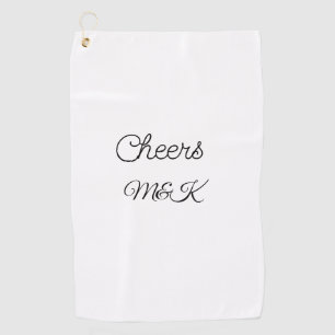 Simple minimal add name cheers couple name custom  golf towel