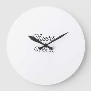 Simple minimal add name cheers couple name custom  large clock
