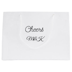 Simple minimal add name cheers couple name custom large gift bag