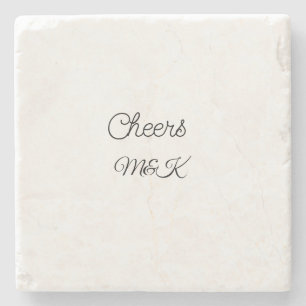 Simple minimal add name cheers couple name custom stone coaster