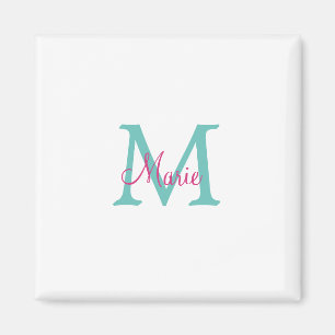 simple minimal add name monogram green pink blue t magnet