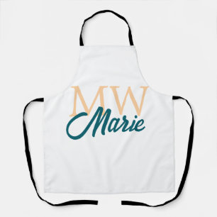 simple minimal add name monogram orange blue bold apron