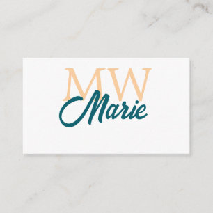 simple minimal add name monogram orange blue bold enclosure card