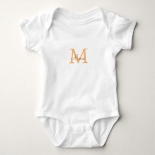 simple minimal add name monogram orange brown thr baby bodysuit