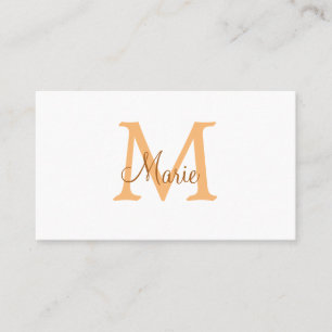 simple minimal add name monogram orange brown thr business card