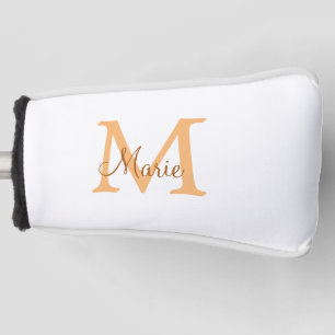 simple minimal add name monogram orange brown  thr golf head cover