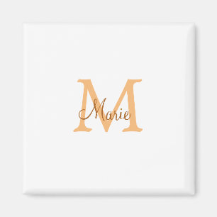 simple minimal add name monogram orange brown thr magnet