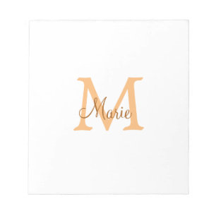 simple minimal add name monogram orange brown thr notepad