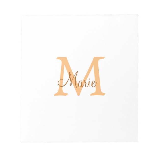 simple minimal add name monogram orange brown  thr notepad (Front)