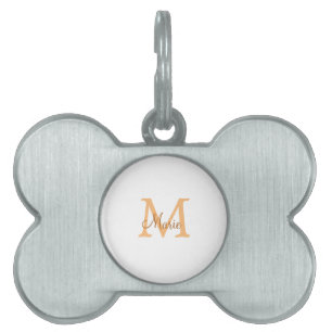 simple minimal add name monogram orange brown thr pet ID tag