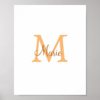 simple minimal add name monogram orange brown thr