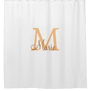 simple minimal add name monogram orange brown thr shower curtain