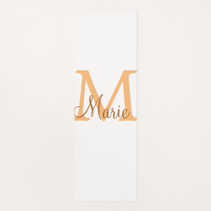 simple minimal add name monogram orange brown thr yoga mat