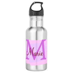 simple minimal add name monogram pink red throw 532 ml water bottle