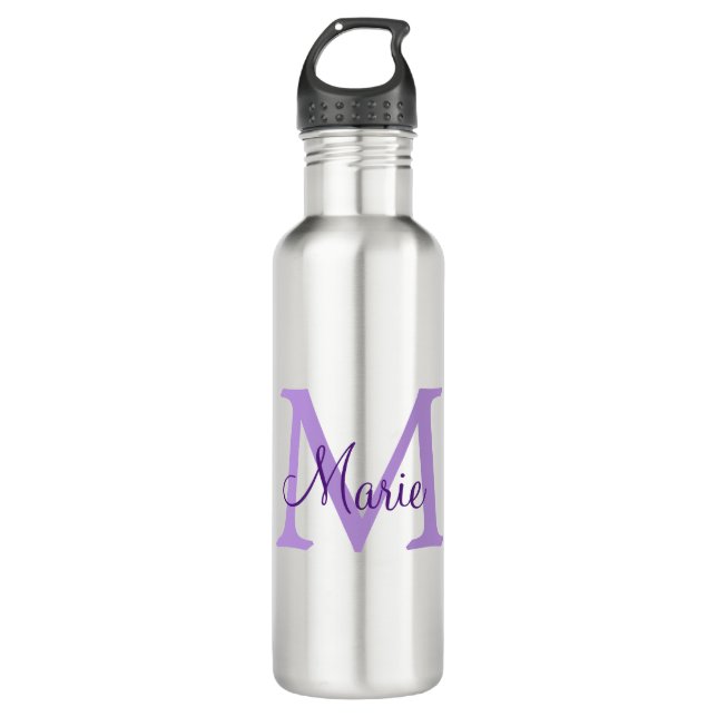 simple minimal add name monogram pink red   throw  710 ml water bottle (Front)