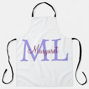 simple minimal add name monogram pink red throw apron