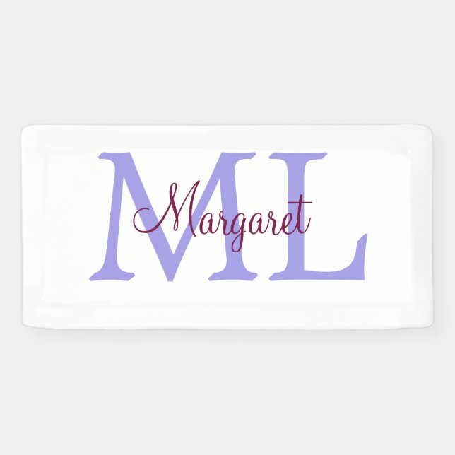 simple minimal add name monogram pink red   throw  banner (Horizontal)